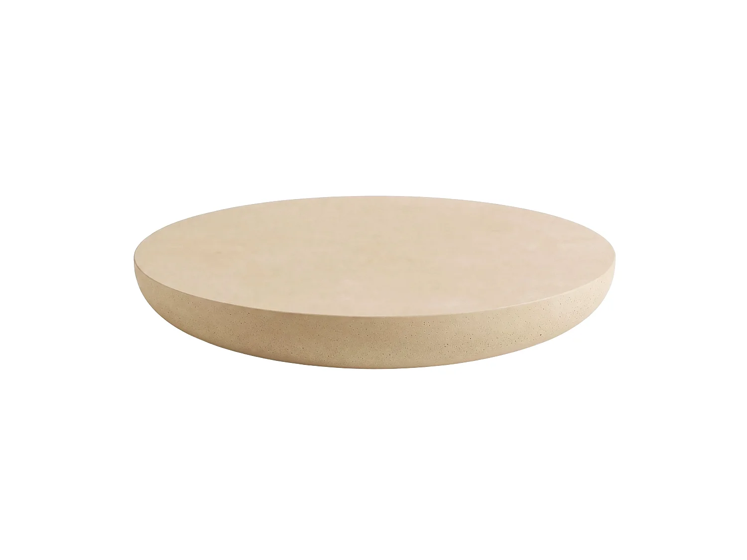 Tavolino beige rotondo in fibra d’argilla effetto cemento Ø100 cm - Milos