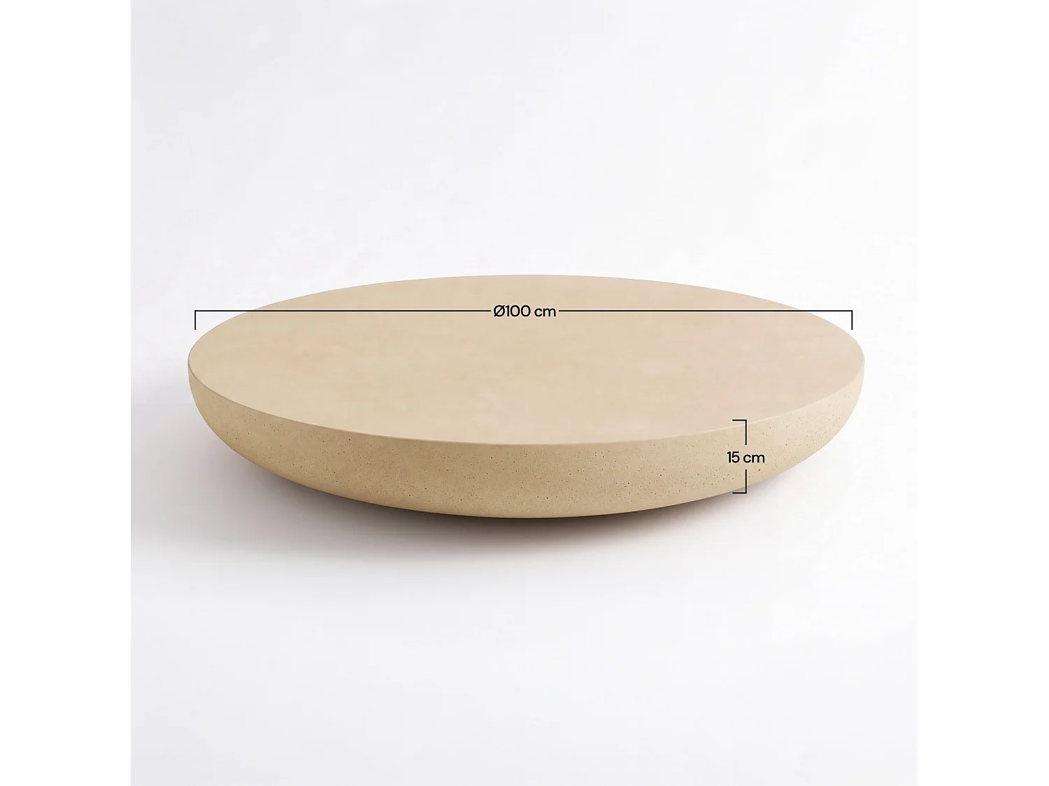 Tavolino beige rotondo in fibra d’argilla effetto cemento Ø100 cm - Milos