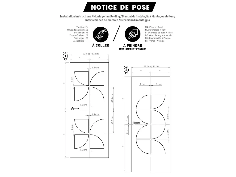 Kit décoratif de porte ARDECO Nordlinger Pro 8 pièces 3 mm à peindre