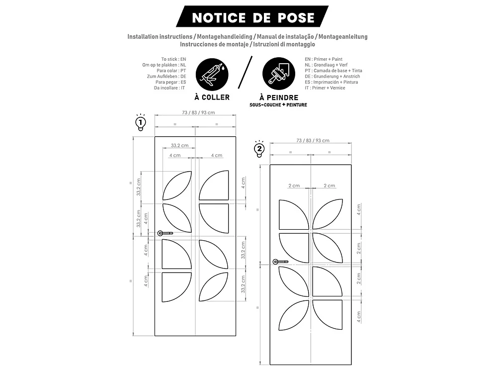 Kit décoratif porte FLOWDECO Nordlinger Pro  8 pièces HDF 3 mm à peindre