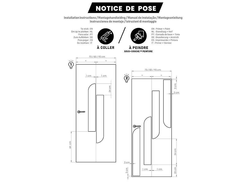 Kit déco porte LONGDECO Nordlinger Pro 2 pièces HDF 3 mm à peindre