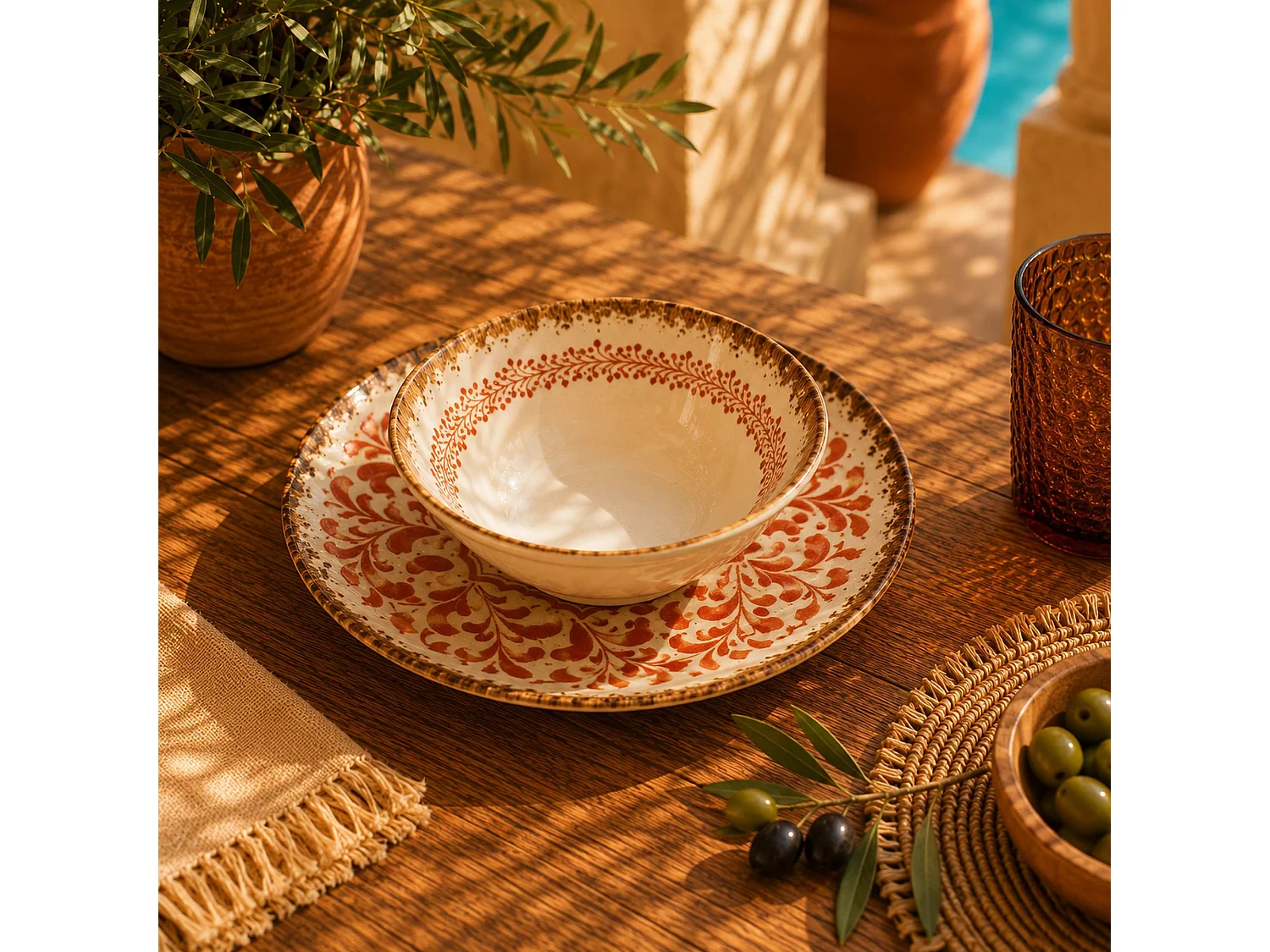 Ogo Living - Lot De 6 Coupelles Palazzo 15cm En Porcelaine Rouge