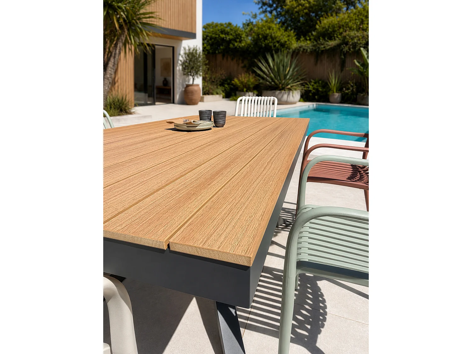 6-sitzige Garten-Essgruppe aus Aluminium – Anthrazitgrau