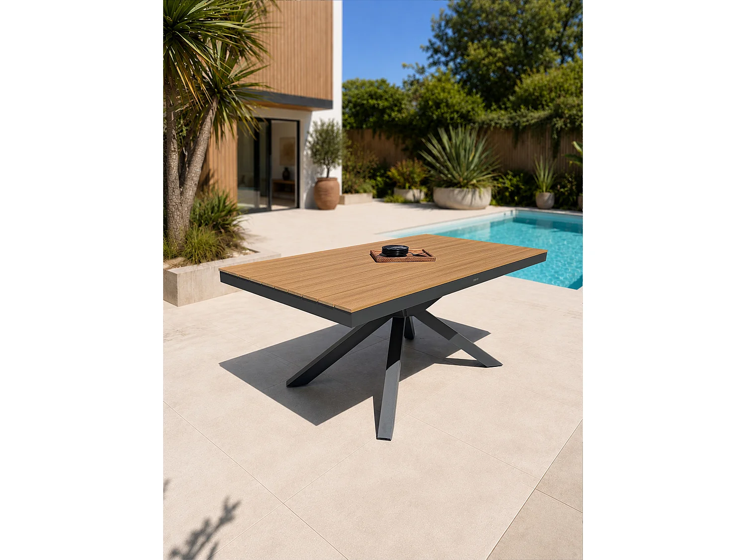 6-sitzige Garten-Essgruppe aus Aluminium – Anthrazitgrau