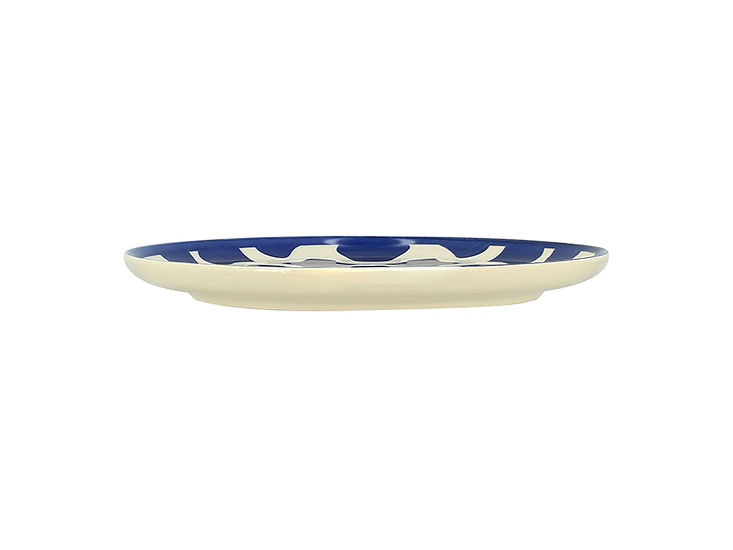 Novastyl - Lot 6 Assiettes Plates Palm Beach 26cm En Grès Bleu Et Blanc