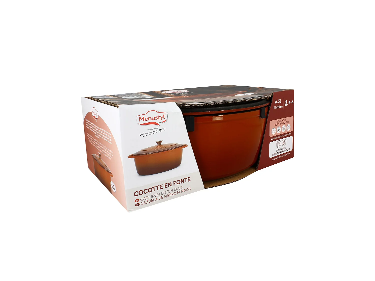 Menastyl - Cocotte Ovale Montagne 6.5l En Fonte émaillé Brique
