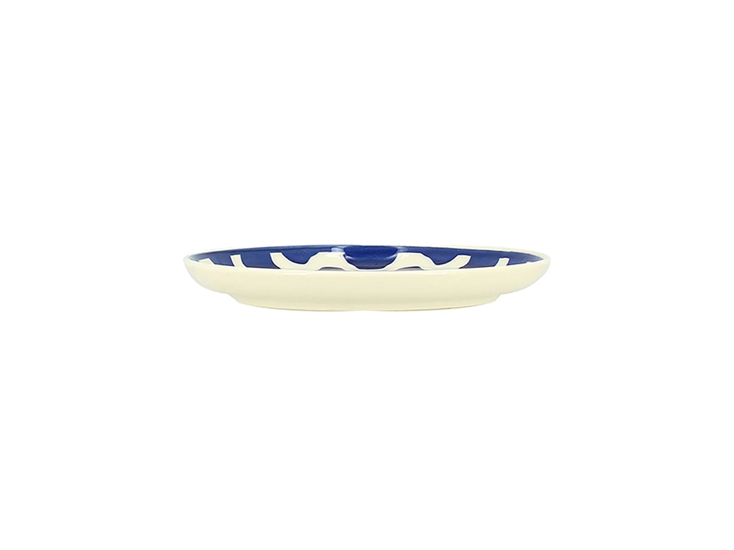 Novastyl - Lot6 Assiettes à Dessert Palm Beach 20cm En Grès Bleu Et Blanc