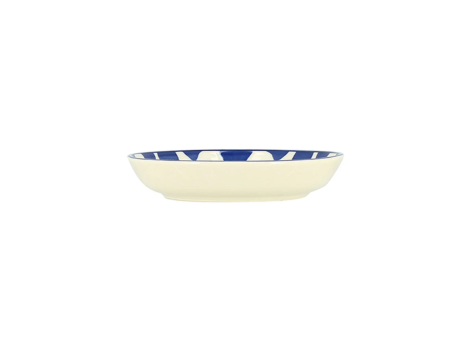 Novastyl - Lot 6 Assiettes Creuses Palm Beach 20.5cm En Grès Bleu Et Blanc