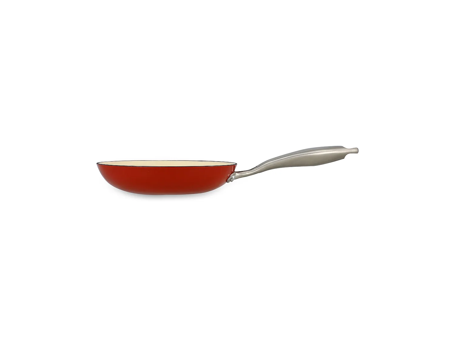 Menastyl - Poele Montagne 20cm En Fonte Brique Et émaillé Crème