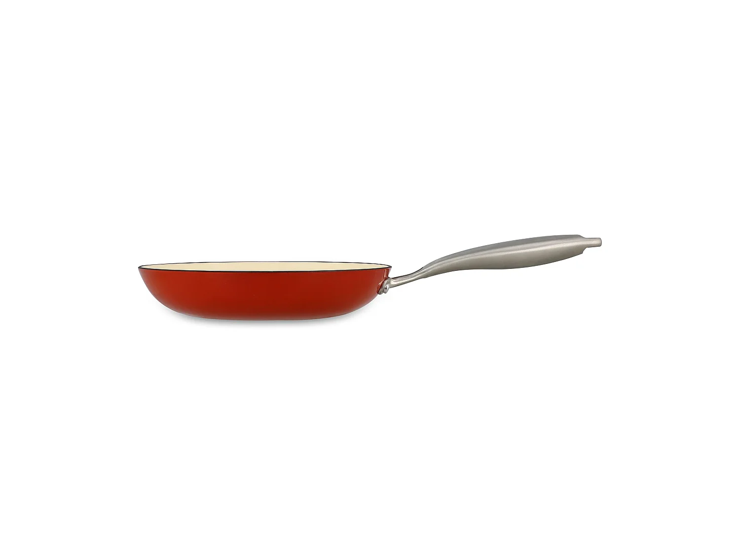 Menastyl - Poele Montagne 24cm En Fonte Brique Et émaillé Crème