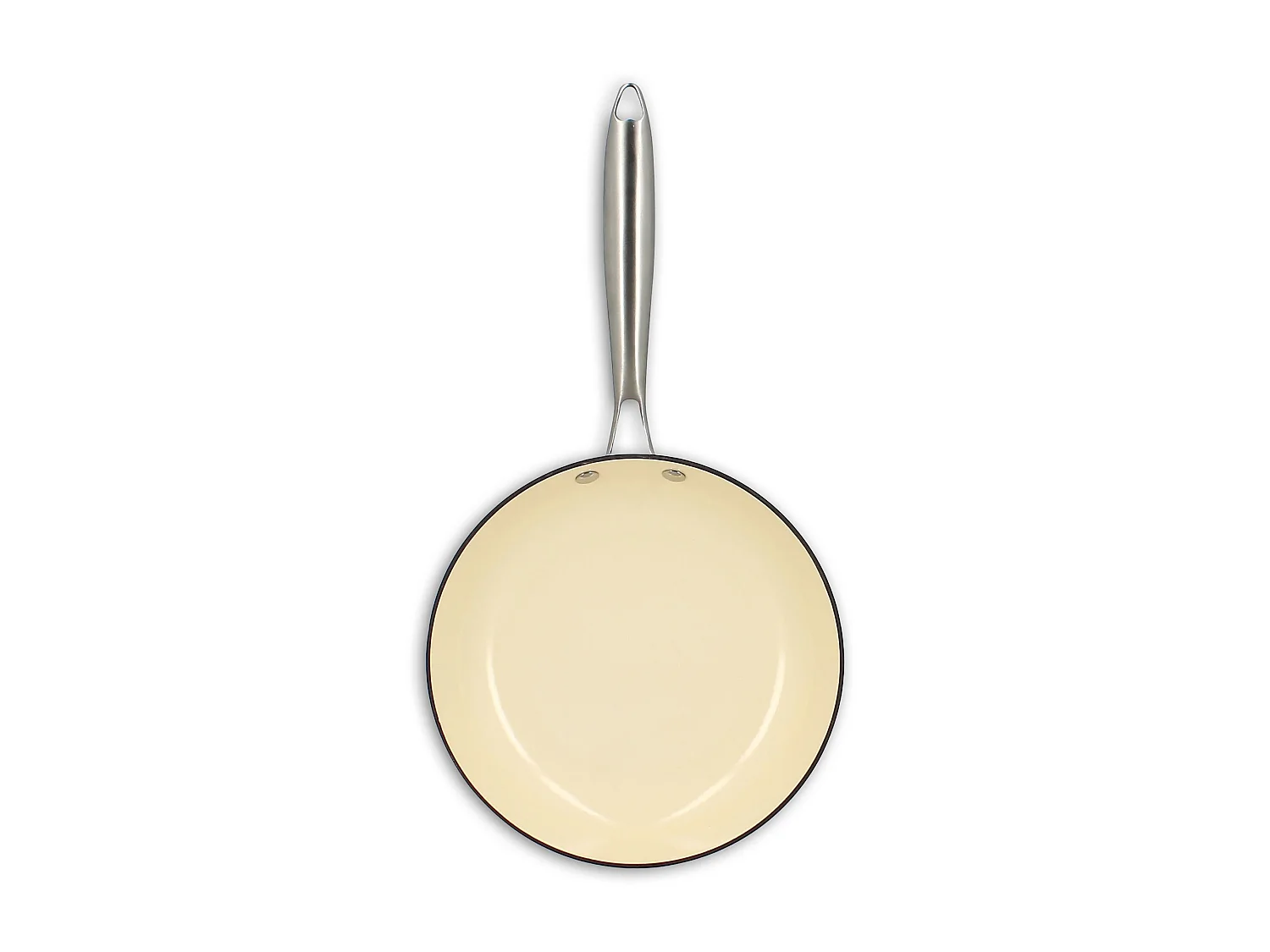 Menastyl - Poele Montagne 24cm En Fonte Brique Et émaillé Crème