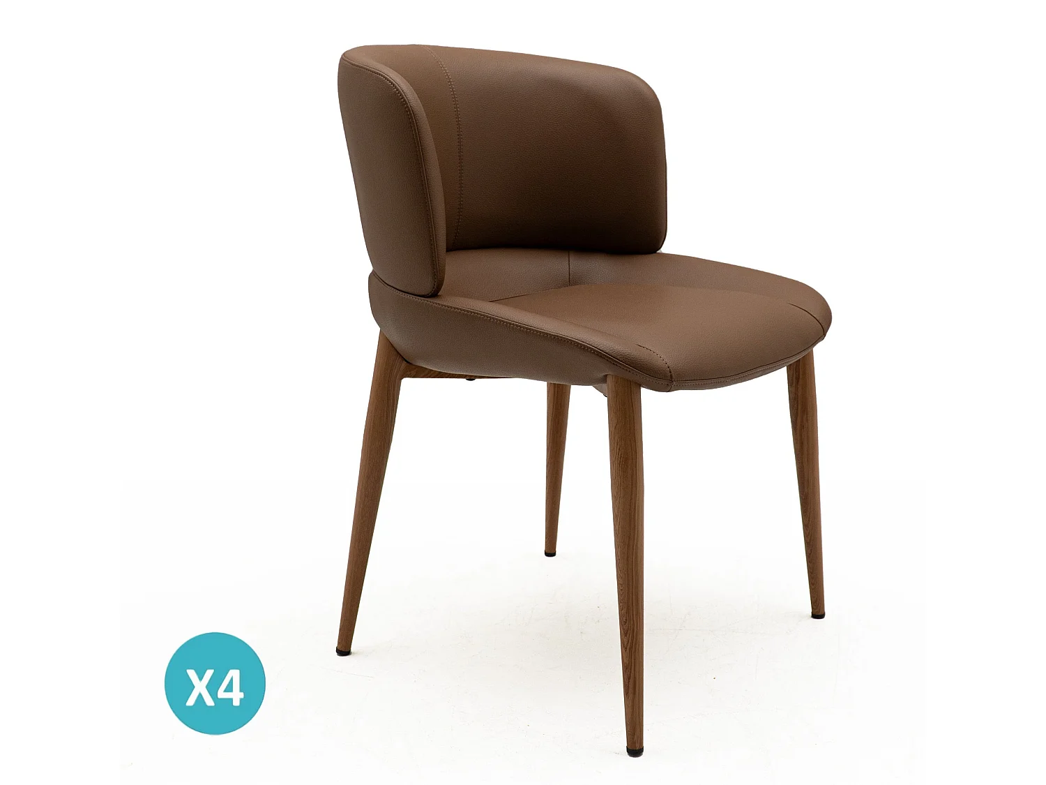 Set van 4 stoelen bekleed met bruin imitatieleer