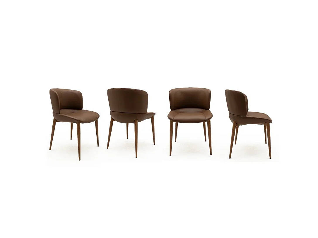 Set van 4 stoelen bekleed met bruin imitatieleer