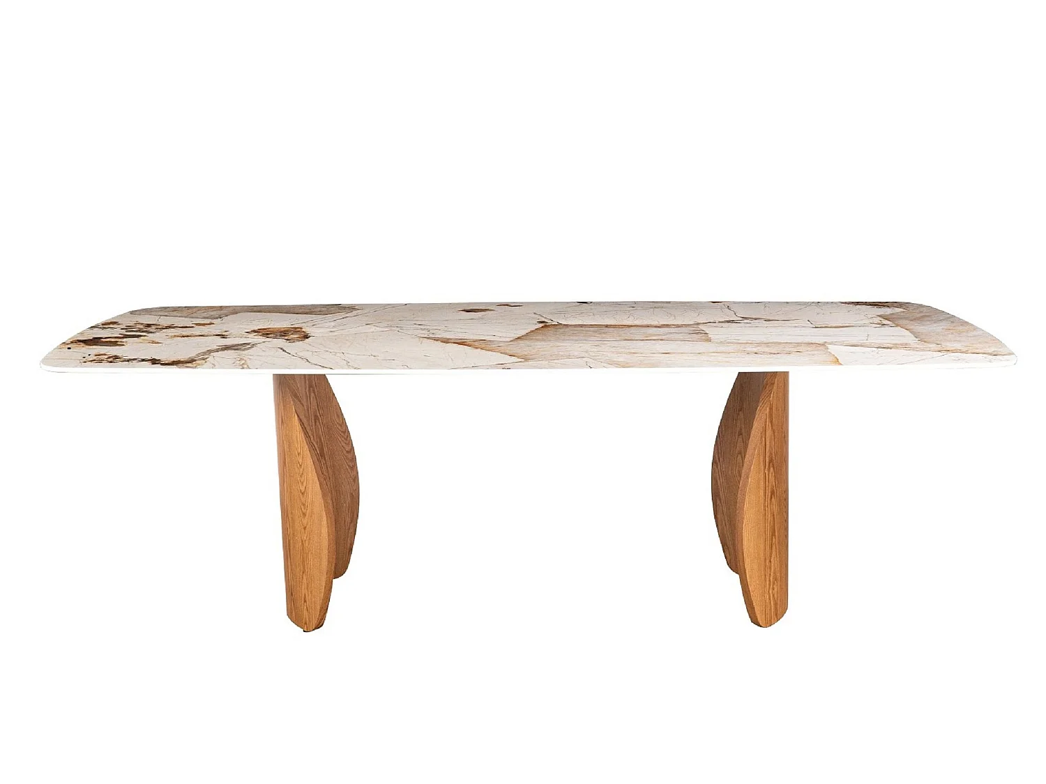 Tavolo da pranzo 240 × 120, gambe colore rovere e piano in ceramica