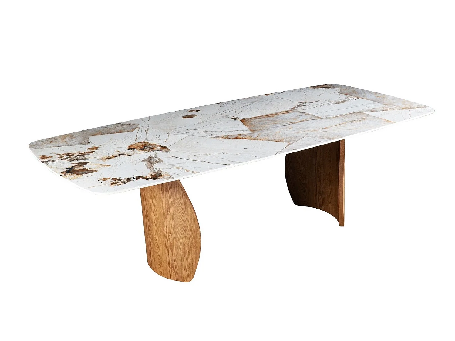 Tavolo da pranzo 240 × 120, gambe colore rovere e piano in ceramica