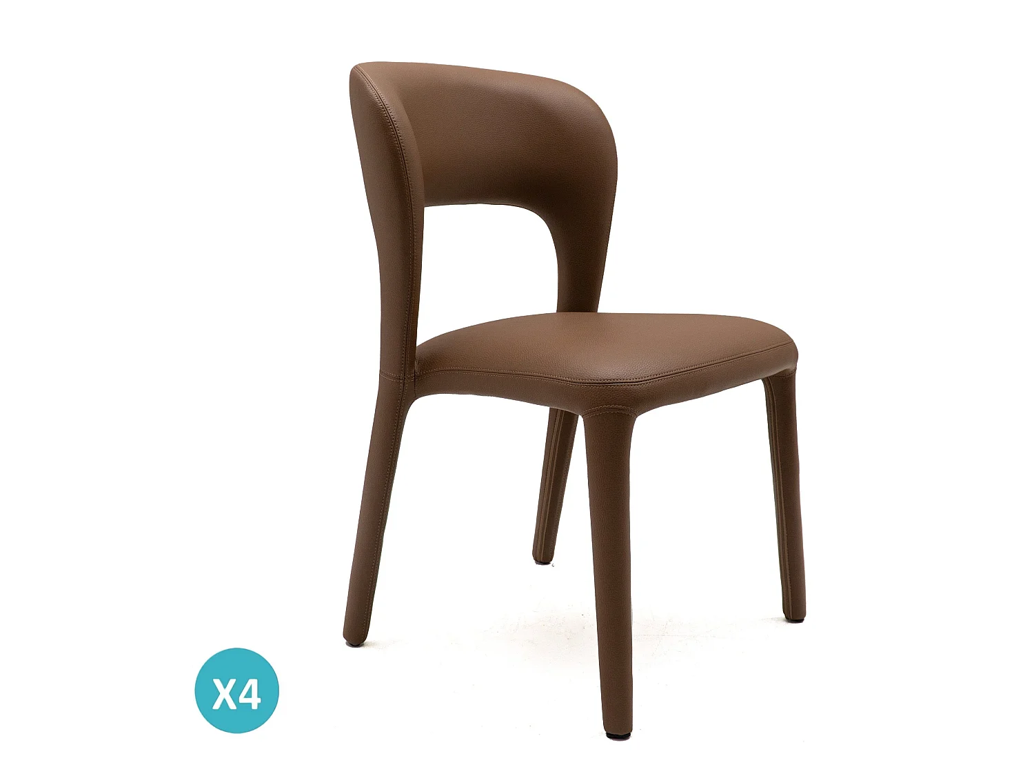 Set van 4 stoelen bekleed met bruin imitatieleer