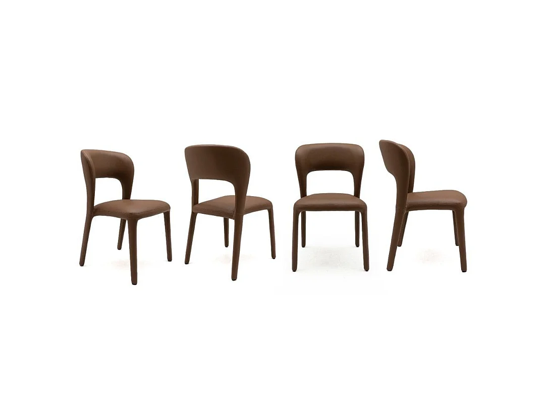 Set van 4 stoelen bekleed met bruin imitatieleer