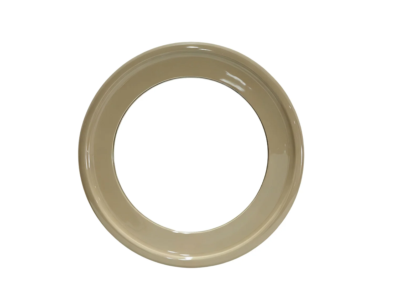 Specchio di 90 di diametro, laccato color taupe lucido