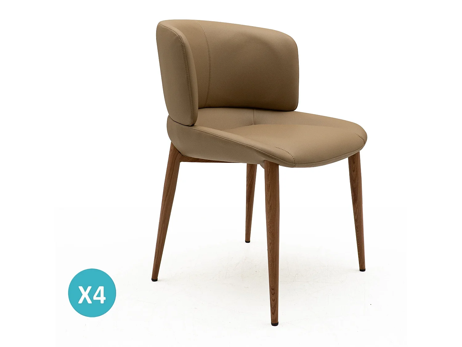 Set van 4 stoelen bekleed met kunstleer in de kleur vison