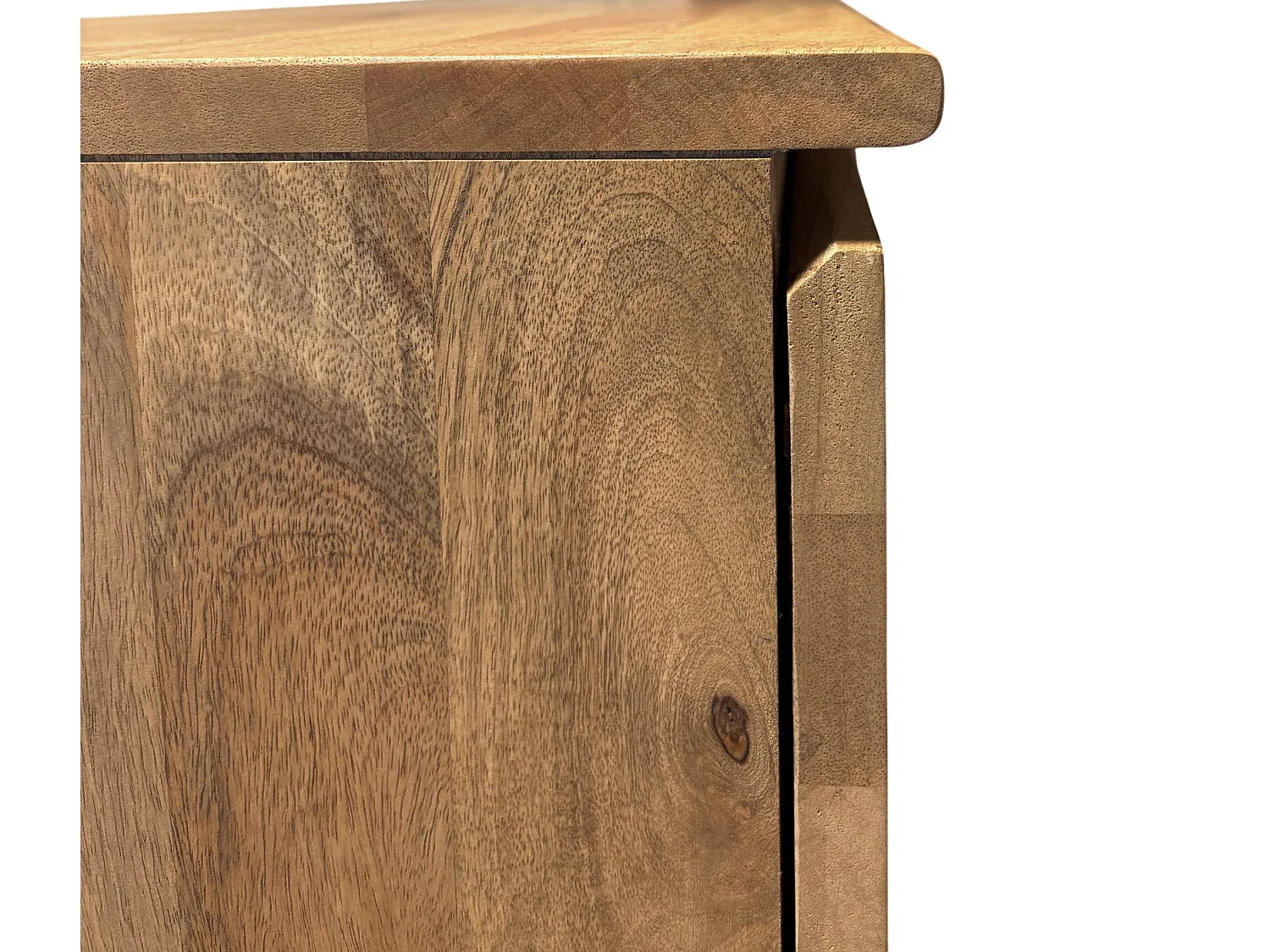 Buffet à 4 portes en bois de manguer masif naturel avec pieds en bois