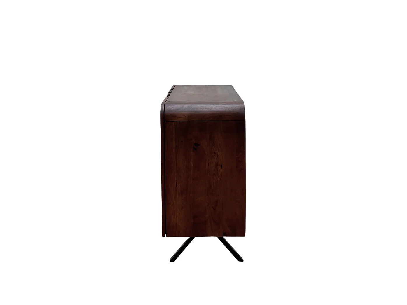 Buffet à 2 portes en bois de manguer couleur noyer avec pieds noirs