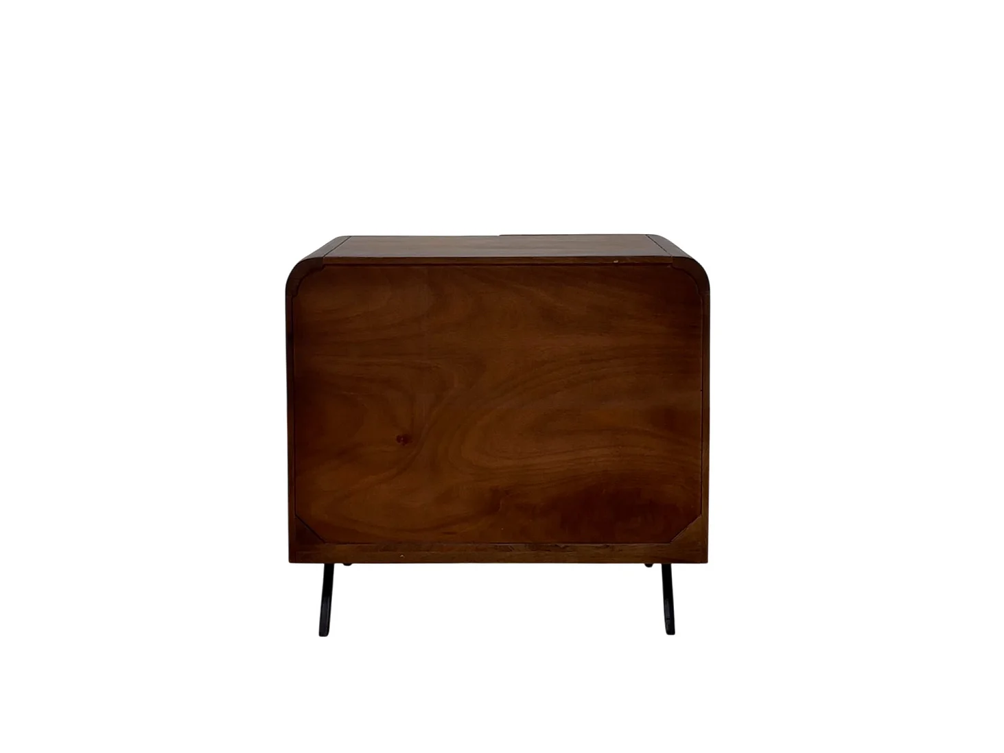 Buffet à 2 portes en bois de manguer couleur noyer avec pieds noirs