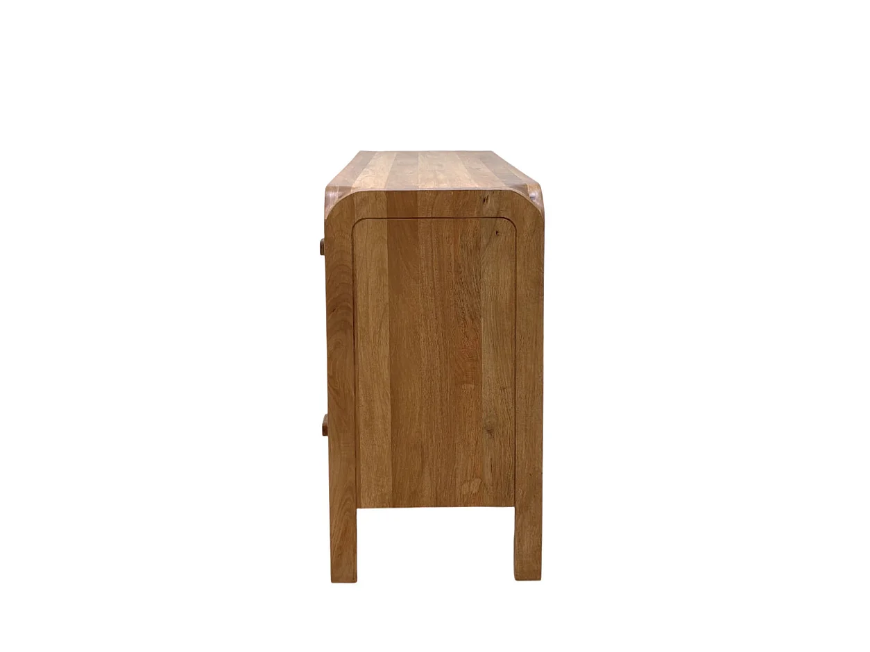 Buffet à 8 tiroirs en bois de manguer masif naturel avec pieds en bois