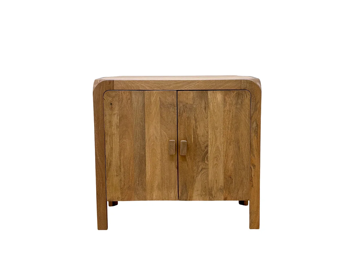 Buffet à 2 portes en bois de manguer masif naturel avec pieds en bois