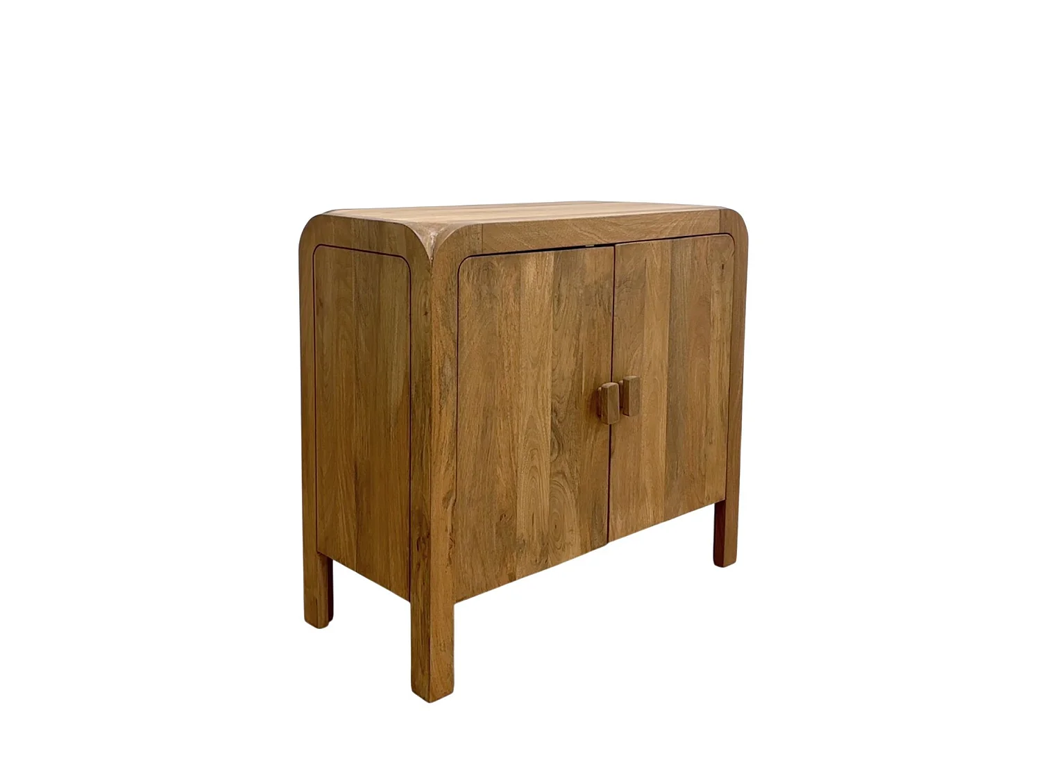 Buffet à 2 portes en bois de manguer masif naturel avec pieds en bois