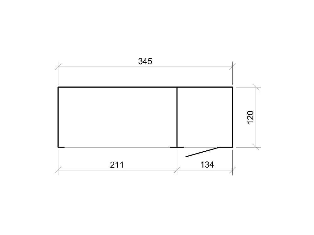 Vedskjul med förråd - 4,14 m² - 345x120xH220 cm - Vedförvaring med slutet förvaringsutrymme - M985