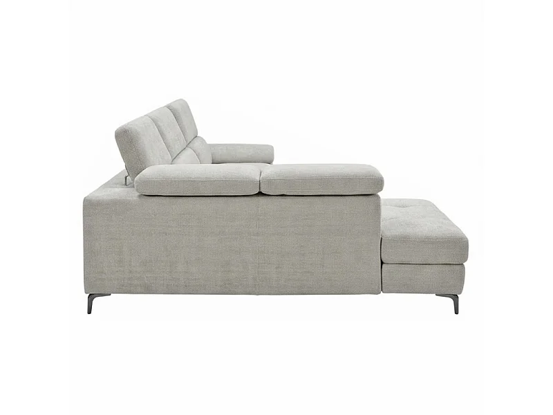 Canapé d'angle gauche convertible en tissu doux gris clair - JULIO