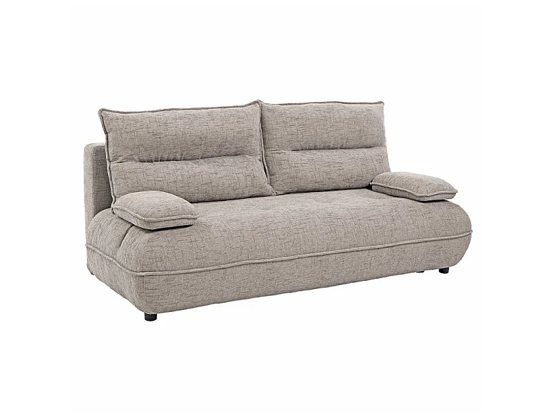 Canapé droit convertible 3p tissu taupe accoudoirs amovibles – RAMONA