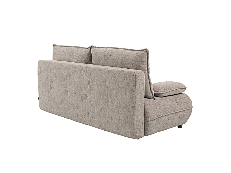 Canapé droit convertible 3p tissu taupe accoudoirs amovibles – RAMONA