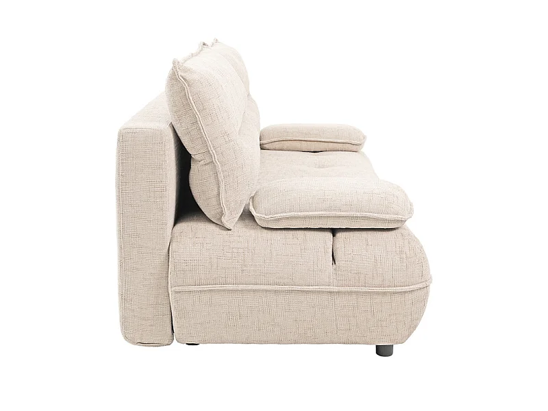 Canapé droit convertible 3p tissu beige accoudoirs amovibles – RAMONA