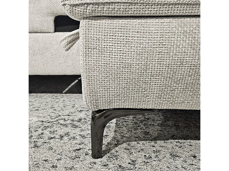 Canapé d'angle droit convertible en tissu doux gris clair - JULIO