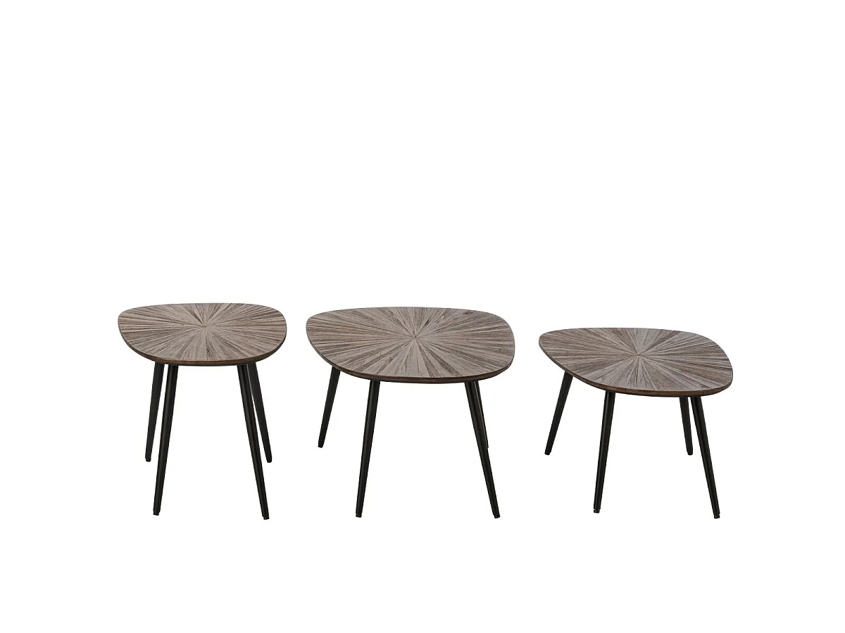 Lot de 3 Tables Basses en Bois "Ray" 62cm Marron