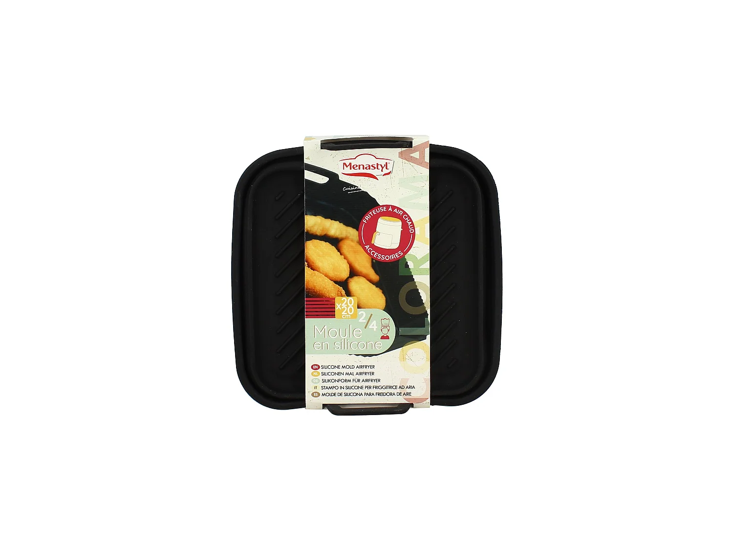 Menastyl - Moule Carré 20cm En Silicone Noir Pour Friteuse à Air Chaud