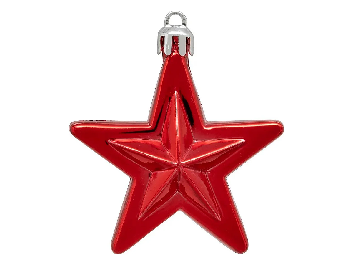 Sujet de Noël 6 Pièces "Christmas Country" 6cm Rouge & Blanc