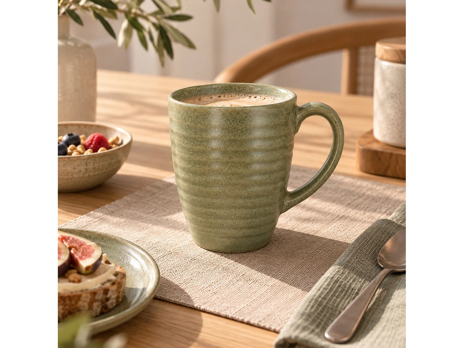 Novastyl - Lot De 6 Mugs Turbolino En Grès Vert 37cl