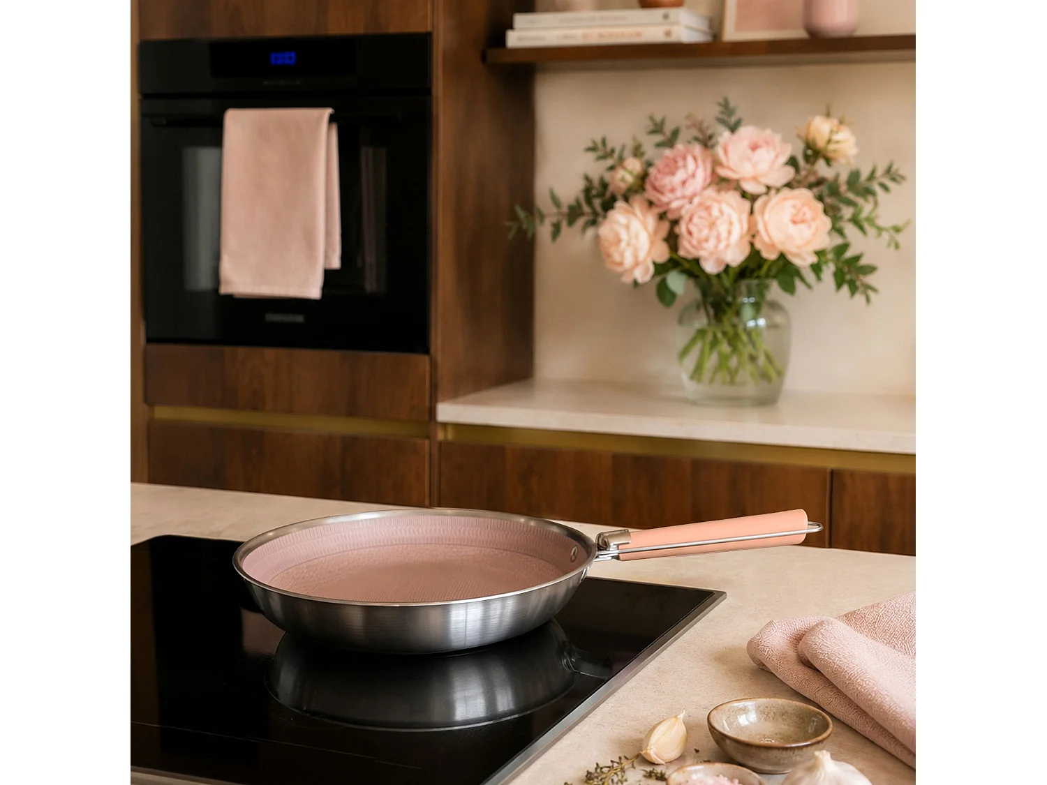 Menastyl - Poele Aglae 24cm En Acier Inoxydable Rose
