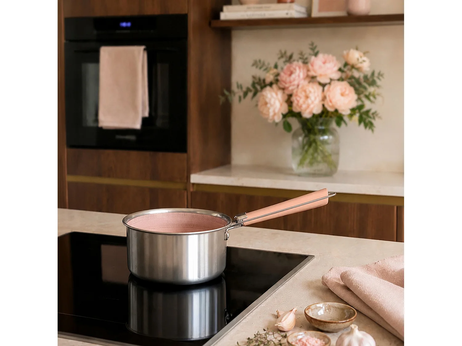 Menastyl - Casserole Aglae 16cm En Acier Inoxydable Rose