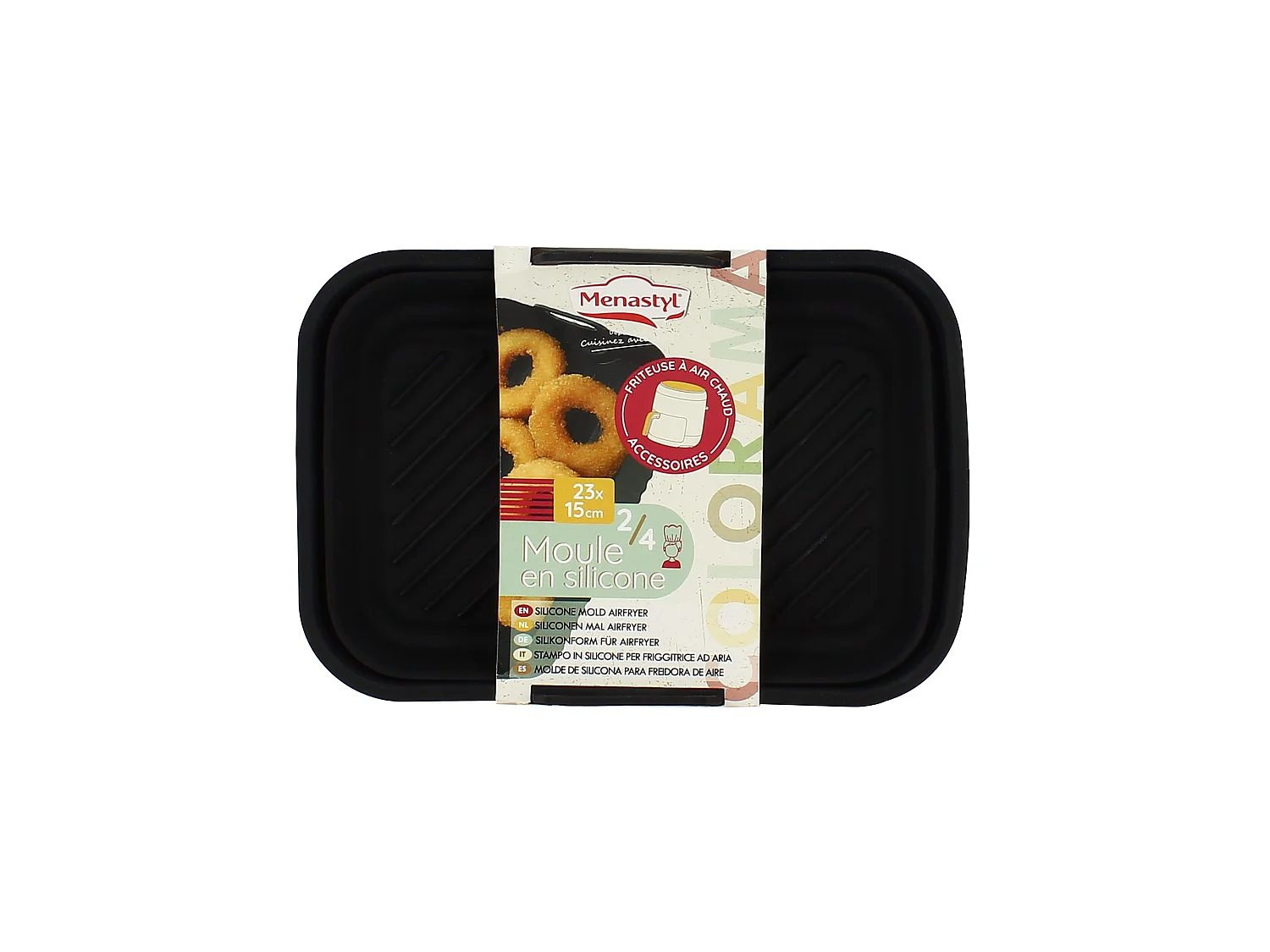 Menastyl - Moule Rectangle 23x15cm En Silicone Noir Pour Friteuse à Air Chaud
