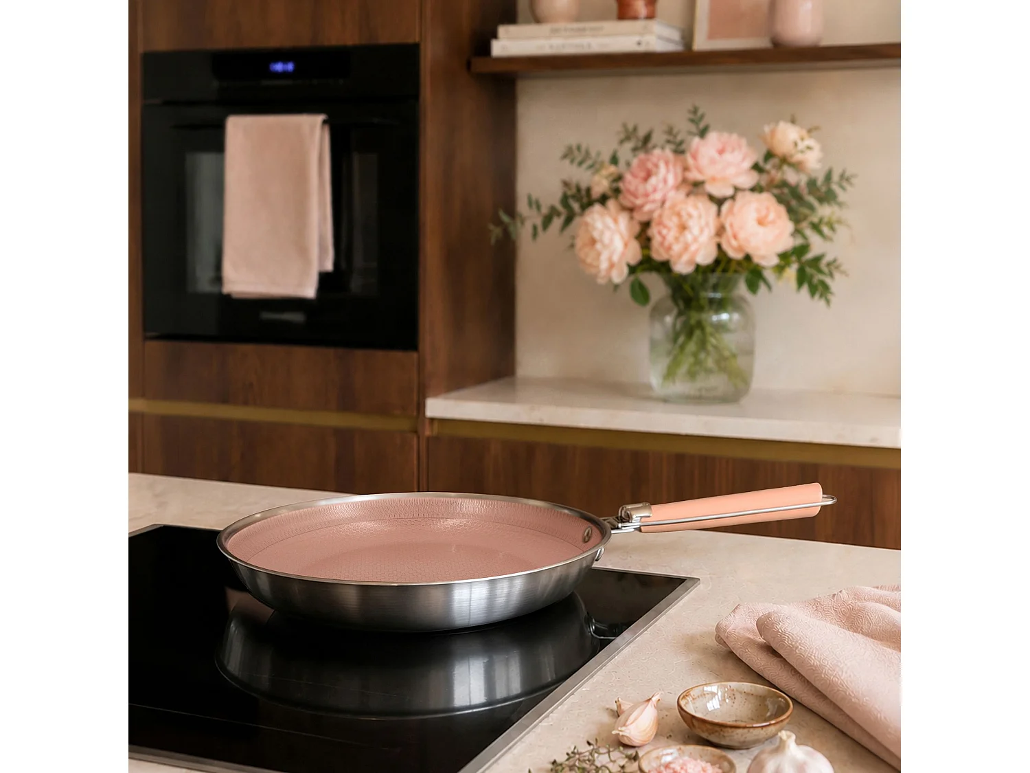 Menastyl - Poele Aglae 28cm En Acier Inoxydable Rose