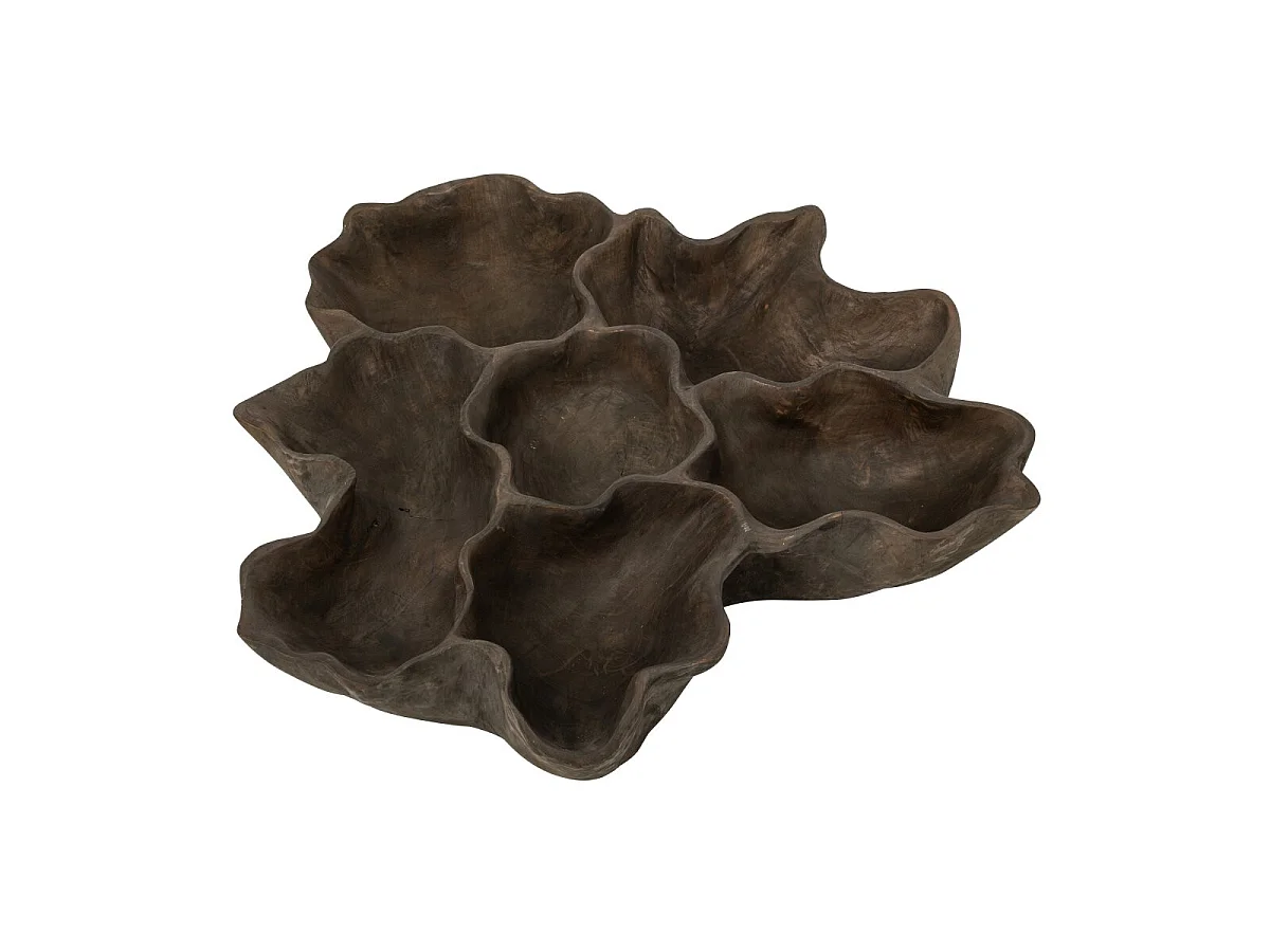 Plateau Déco en Bois "Ella" 64cm Marron Foncé