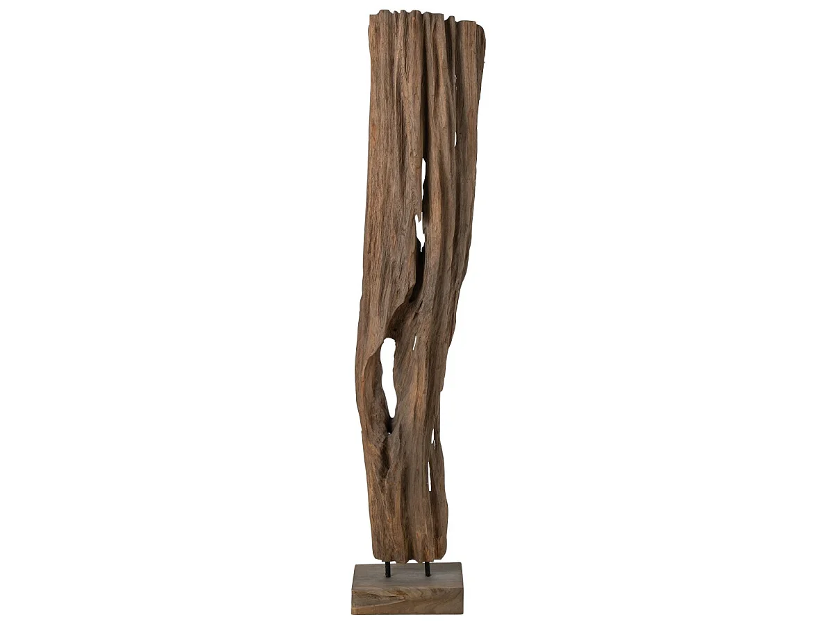 Sculpture Déco Abstraite en Bois "Mira" 183cm Marron