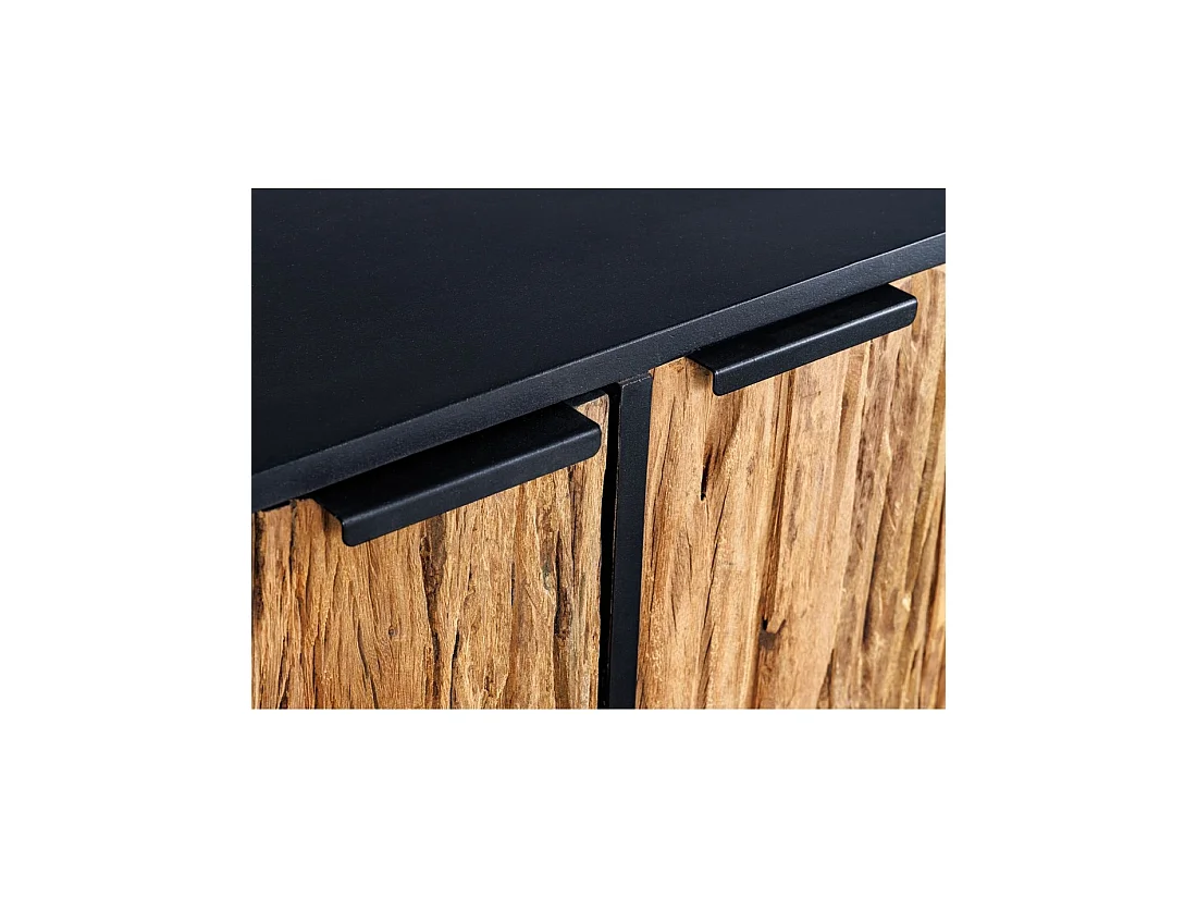 Buffet RAFTA 150 cm en bois massif de teck et manguier – 2 puertas, 3 cajones y estructura negra