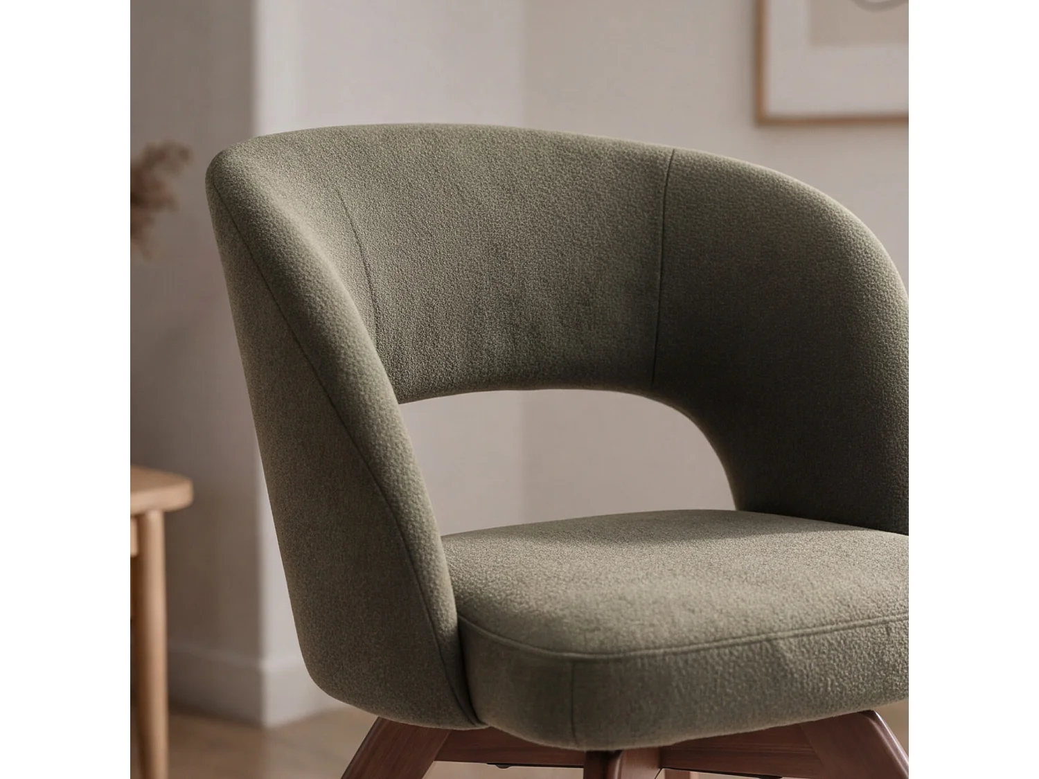 Lot de 2 chaises en bois foncé et tissu boucle vert kaki HOLLY - HAPPY GARDEN