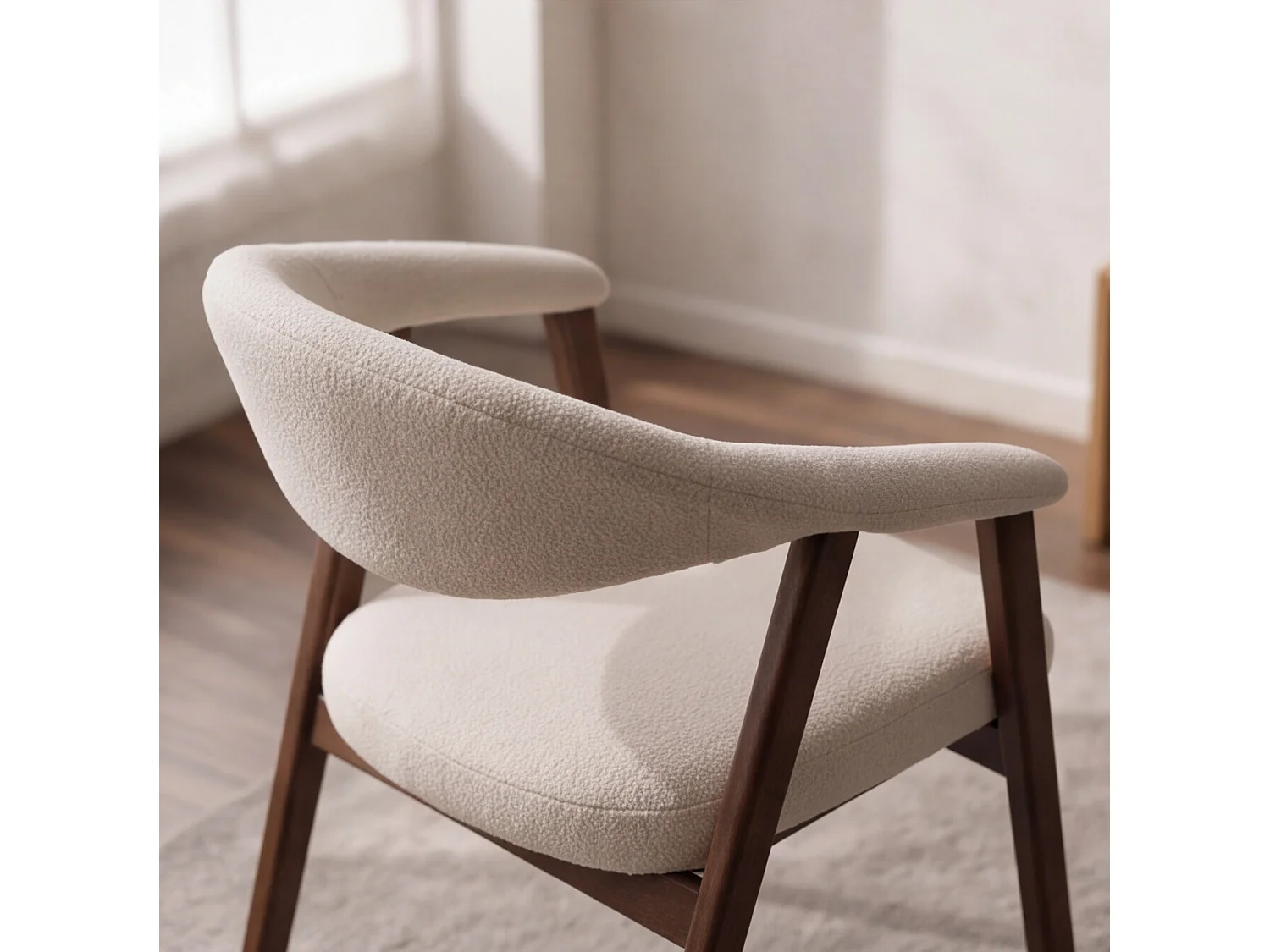 Lot de 2 chaises en bois foncé et tissu boucle beige BARBARA - HAPPY GARDEN