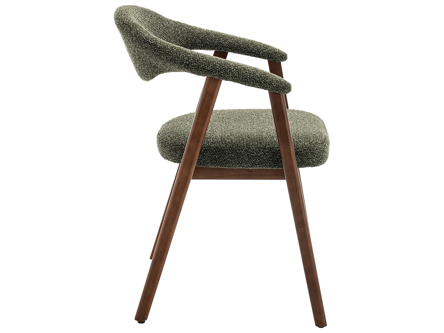 Lot de 2 chaises en bois foncé et tissu boucle vert kaki BARBARA - HAPPY GARDEN