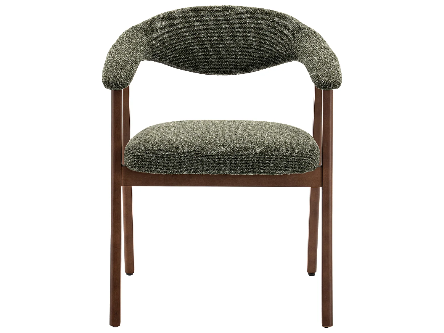 Lot de 2 chaises en bois foncé et tissu boucle vert kaki BARBARA - HAPPY GARDEN